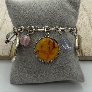 Silver tone Charm Bracelet with Multicolor Accents